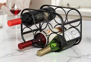 Factory Direct Supply Silvery 6-Bottle Countertop Metal <b>Wine</b> <b>Glass</b> Storage <b>Racks</b> Display 100% Made In Taiwan - Product Image 2