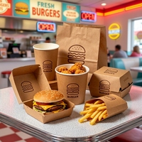 Cajas de Cartón Corrugado Ecológicas para Alimentos, Impresión Personalizada al por Mayor, Biodegradables, para Hamburguesas, Papas Fritas, Pollo Frito, Comida Rápida