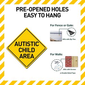 Panneaux de zone réfléchissants pour enfants autistes, plaques métalliques durables, marqueurs de sécurité pour <span class=keywords><strong>quartiers</strong></span>, parcs, zones scolaires - Product Image 3