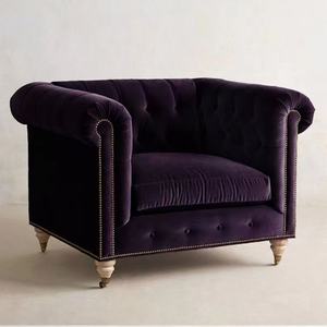 Canapé Chesterfield vintage européen, nouveau modèle populaire pour le salon, canapé en tissu velours à boutons, canapé de réception, canapé d'attente - Product Image 3