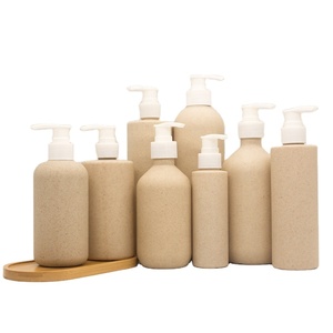 Natural Material Wheat Straw Beige Lotion Pump Bottle Shampoo Skin Care Serum <b>Face</b> Mask Cosmetic Packaging Biodegradable Plastic - Product Image 4