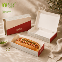 Boîte à hot-dogs en papier kraft de qualité alimentaire, personnalisée avec impression OEM et impression évanescente, pour l'emballage de plats à emporter de restauration rapide