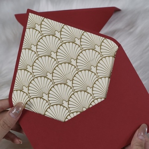 Red Envelope Wedding Invitation <b>Card</b> with Gold Foil Pattern Embossed Finish Cardboard & Kraft Paper Greeting <b>Card</b> - Product Image 2
