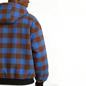 Sudadera con Capucha de Diseñador de Alta Calidad, Patrón a Cuadros Personalizado, Sudadera Reversible con Cierre, Hombros Caídos, Sudadera Extra Grande <span class=keywords><strong>para</strong></span> Hombre - Product Image 4