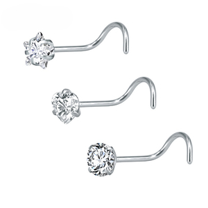 Clous de nez en acier inoxydable en forme de L |   Anneaux de nez en cristal et zircon pour femmes et hommes |   Bijoux de corps hypoallergéniques et résistants à la décoloration - Product Image 5
