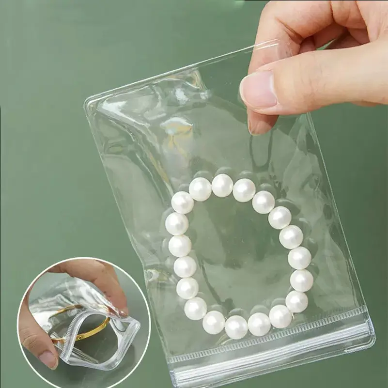 حقيبة مجوهرات بلاستيكية صغيرة من كلوريد البولي فينيل بشعار مخصص ، حقيبة مجوهرات بلاستيكية من كلوريد البولي فينيل