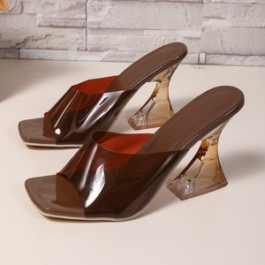 รองเท้าส้นสูงแบบใสทรงเหลี่ยม ดีไซน์พิเศษสำหรับผู้หญิง ไซส์ใหญ่ แฟชั่นใหม่ล่าสุด ไซส์ 43 - Product Image 3