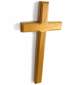 Cruz de Pared de Madera de Haya Maciza de 12 Pulgadas, Decoración Religiosa Hecha a Mano, Regalo Católico Cristiano Moderno y Minimalista para el Hogar o la Iglesia - Product Image 1