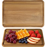 Plateau de service rectangulaire en bois d'acacia, planche à charcuterie, plateau à fromage pour cuisine, fête, bar, nourriture, fruits, en-cas
