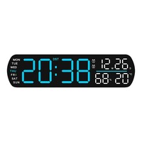 Horloge numérique simple Huayang 5512, écran tout-en-un, affichage de la date, du jour de la semaine, de la température et de l'humidité, double alarme, minuterie pour chambre à coucher