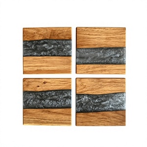 Juego de Posavasos de Resina y Madera de Acacia, Posavasos Elegantes Hechos a Mano para Decoración Moderna del Hogar - Product Image 1