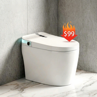 Ensemble de toilettes intelligentes en céramique moderne MWD, siphon en forme de P, télécommande incluse, design monobloc, chasse d'eau par siphon, siège chauffant, montage au sol