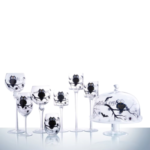 Hand Painted Bat and <strong>Owl</strong> Glass <strong>Candle</strong> <strong>Holder</strong> with Bead for Hallows' Day - Product Image 6