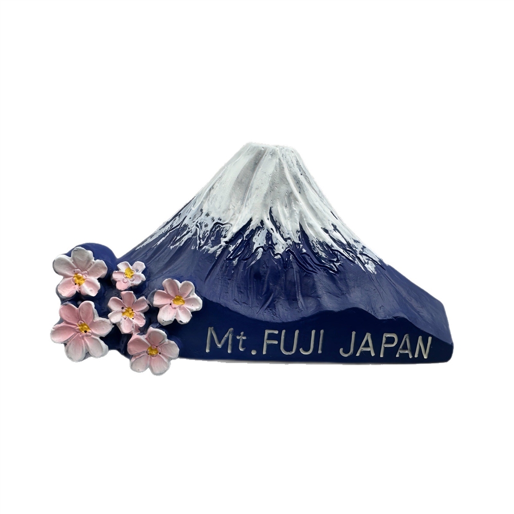Mt. Fuji Japan 3D Refrigerator Magnet with Cherry Blossom Design