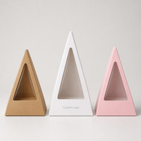 Boîte à gâteau pyramide en carton kraft personnalisée avec logo, qualité alimentaire, avec fenêtre transparente pour pâtisserie et cadeaux de fête