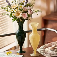 Vase en verre vintage en forme de trompette, vase à fleurs en forme de gobelet, taille étroite, bord large et évasé pour fleurs fraîches, décoration intérieure