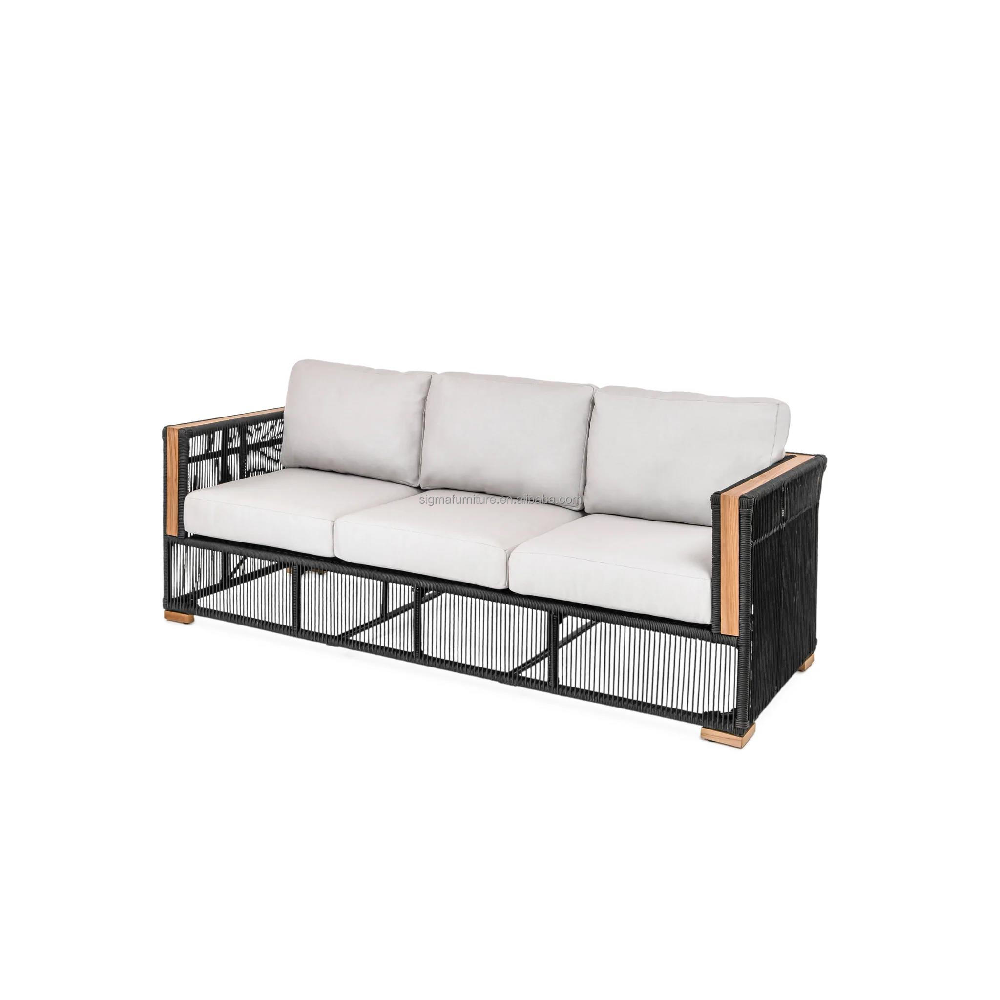 Mixed Material Modern Style Aluminum Frame with All Weather Rope Patio Furniture Outdoor Sofa Couch