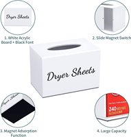 Porte-feuilles de séchage en acrylique magnétique, boîte à mouchoirs, distributeur de feuilles assouplissantes pour le linge, boîte de rangement pour feuilles de séchage