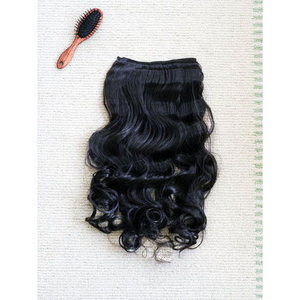 Mezza parrucca nera di alta qualità per le donne lungo naturale onda libera sintetica ad alta temperatura fibra resistente elegante fascia parrucca - Product Image 1