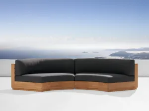 Taman tahan air luar ruangan melengkung anggun Serpentine dua bagian Sofa Modern - Product Image 5
