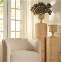 Base de vase en rotin tressé moderne de luxe, support de présentation de fleurs pour mariage, décoration de style rustique, vase sur pied