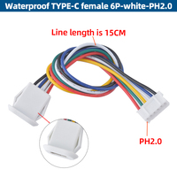 Prise USB-C étanche à 6 broches avec câble |   Connecteur de type soudable durable avec transfert de données pour drones et appareils marins