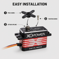 Servo Digital CNC sin Escobillas Programable XQ POWER BLS348 de 48KG y 70g, 0.09s, Bajo Perfil, Engranaje de Acero, Alta Precisión, Motor Servo RC