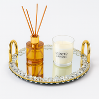 FOSUN Plateau de service rond en cristal avec logo personnalisé Dessous de verre écologique pour le dessert Coupe de fruits et gâteau Commande minimum 20 pièces