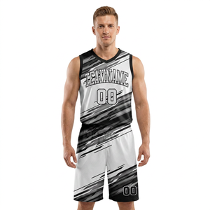 Conjunto de Pantalones Cortos y Camiseta de Baloncesto Unisex Personalizados, Cuello en V, Sin Mangas, Impresión por Transferencia de Calor, Nombre del Equipo 00, Cintura Elástica Transpirable de Secado Rápido - Product Image 1