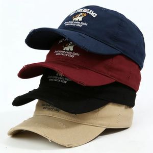 Cute Puppy Embroidery Distressed Baseball Cap Washed Cotton Adjustable Sun <b>Hat</b> <b>for</b> Casual Outdoor Sports - Product Image 6