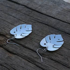 Pendientes de hojas de acero inoxidable, el poder de la vida, joyería natural, joyería de hojas, hermosos regalos de moda para ti - Product Image 2