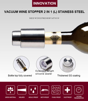 Thankhot Press-Type Roestvrij Staal 2-In-1 Vacuüm Wijnfles Stop 30 Dagen Versheid Food Grade Fabriek Directe Verkoop