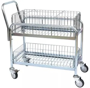 Chariot en fil d'acier inoxydable à 2 couches d'approvisionnement médical avec OEM personnalisable à quatre roues pour chariots à main et chariots - Product Image 5