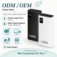 Batterie externe avec écran LED 10000mAh 20000mAh 30000mAh, double USB, charge rapide PD, pour smartphone, accessoire, vente en gros