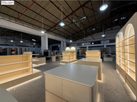 Vitrine murale LED pour maquillage, ensemble de mobilier de présentation pour magasin de beauté avec comptoir central et poste de caisse