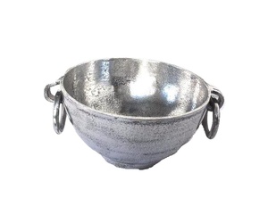 High Quality Cast Aluminium Bowl With Rough Finish in <b>Ring</b> Style Handles Home Decoration Metal Bowl Rough Finish - Product Image 3