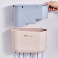 MONR Vente directe usine – Étagère murale multifonction en plastique PS, non pliable, à un seul niveau, avec crochets, pour cuisine et salle de bain