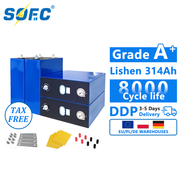 EU Stock Lishen 314Ah LiFePO4 3.2V Prismatic Lithium Ion Battery 8000 Cycles 5-Year Warranty Home/Electric Power Systems DDP