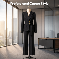 Ensemble blazer et pantalon pour femme de haute qualité, tenue de travail sophistiquée, ensemble deux pièces