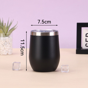 Vaso de vino sin tallo de acero inoxidable de 12 oz, de doble pared, con forma de <span class=keywords><strong>huevo</strong></span>, con tapa y pajita, <span class=keywords><strong>para</strong></span> regalos promocionales transfronterizos - Product Image 3