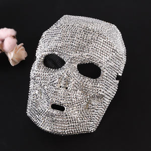 סיטונאי יוקרה פלסטיק כסף rhinestone מלא פנים הגולגולת מסכות המפלגה ליל כל הקדושים - Product Image 2