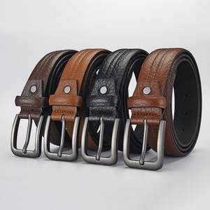 Cinturón <span class=keywords><strong>de</strong></span> Cuero PU Texturizado <span class=keywords><strong>de</strong></span> Moda Clásica para Hombre, Hebilla <span class=keywords><strong>de</strong></span> Aleación con Acabado Mate, Cinturón Cosido, Estilo Casual <span class=keywords><strong>de</strong></span> Negocios para Jeans - Product Image 4