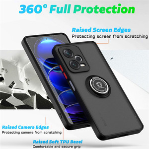 <span class=keywords><strong>360</strong></span> Rotation Ring halter Frosted Trans lucent Hard PC Rückseite TPU Rahmen Handy hülle Für Xiaomi Redmi Note 12 Pro Note12 - Product Image 3