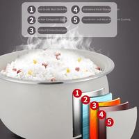 Cuisinière à riz multifonctionnelle avec cuve en céramique émaillée, panneau tactile, 5 litres, LED, idéale pour les grandes familles et les restaurants