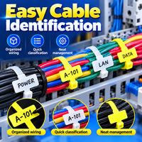 Kabel Ties Nylon 66 Kelas Industri untuk Identifikasi Kabel Listrik, Label Cetak Laser Logo Kustom, Kemasan 100 Pcs