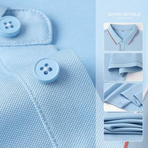 เสื้อโปโลผู้ชาย OEM คุณภาพสูงสำหรับฤดูร้อน ผลิตจากผ้าโพลีเอสเตอร์ผสมฝ้าย ระบายอากาศได้ดี เหมาะสำหรับเล่นกอล์ฟ  รับปักโลโก้ตามแบบที่ต้องการ - Product Image 4