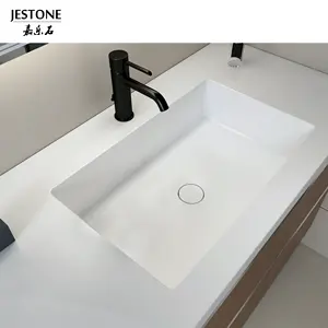 Competitive Price Pure Acrylic Solid Surface Bathroom Cabinet Basin With Single Hole Hand Washing Basin