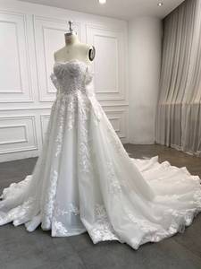 Nuevo Estilo Vestido de Novia Hermoso con Escote Corazón, Hombros Descubiertos, Mangas Largas, Corte en A y Cola Catedral - Venta de Fábrica - Product Image 2