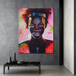 Cuadros Decorativos <span class=keywords><strong>de</strong></span> <span class=keywords><strong>Mujeres</strong></span> Africanas Coloridas, <span class=keywords><strong>Pintura</strong></span> Hecha a Mano sobre Lienzo, Arte <span class=keywords><strong>para</strong></span> Colgar en la Pared, Decoración <span class=keywords><strong>para</strong></span> Sala <span class=keywords><strong>de</strong></span> Estar - Product Image 3