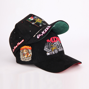 High Quality Unisex Suede Custom Embroidery Logo 5 Panel <b>Hats</b> for <b>Men</b> Baseball Cap With Rhinestone Logo - Product Image 4